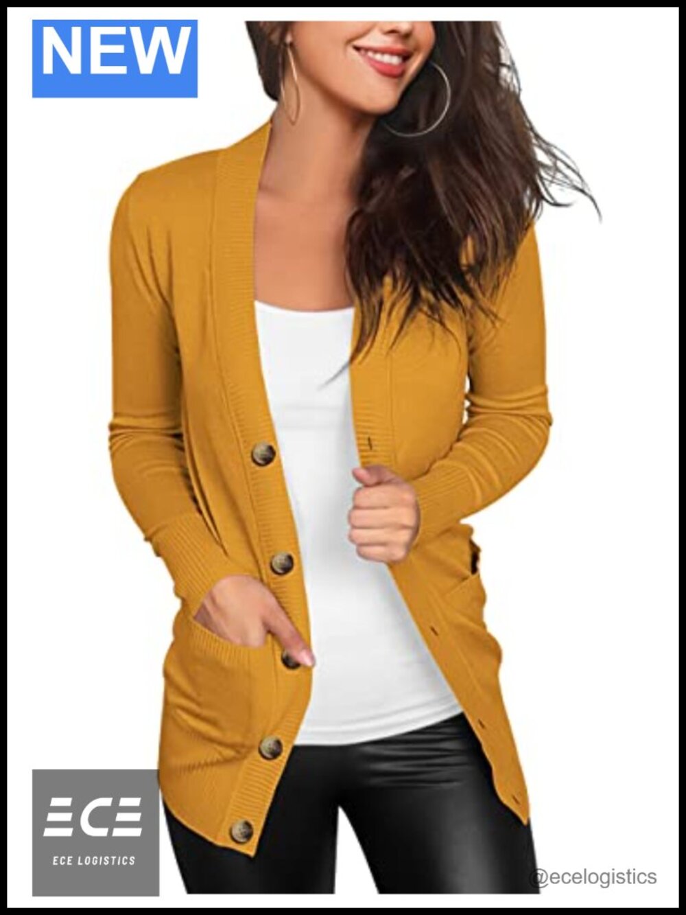 Lightweight Cardigan Sweater Snap Button Front V-Neck with Pockets